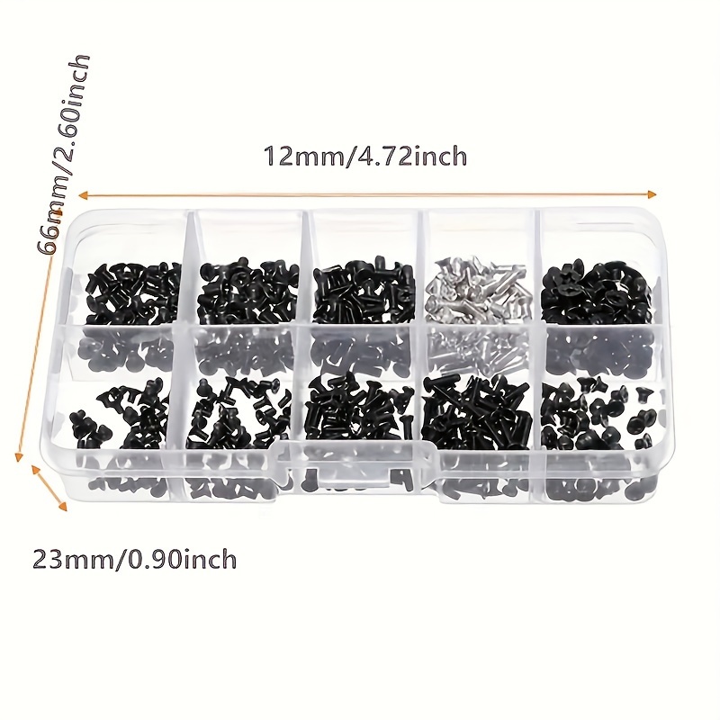 250pcs 500pcs 800pcs 1600pcs Small Computer Screws Assortment Kit, Black Tiny Eyeglass Screws M2 M2.5 M3, Pc And Laptop Ssd Hard Drive Cpu Cooler Screw, M.2 Electronic Screw Set