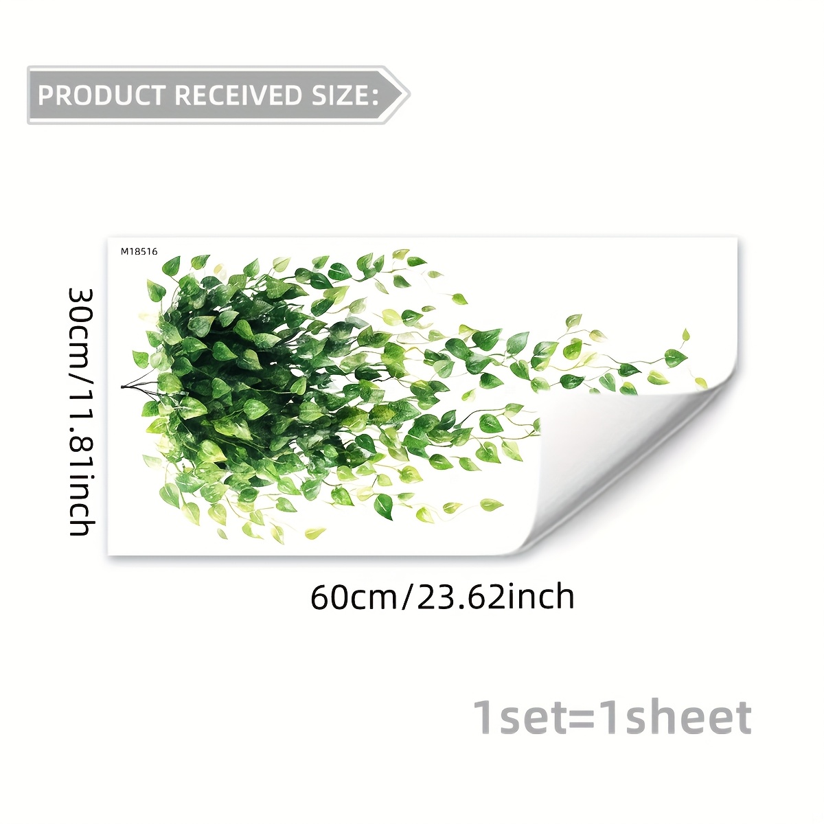 Image of Waterproof Bathroom Wall Stickers - Large Greenery Design Decorative Tiles For Shower, Bathtub, Sink Areas - Easy To Apply, No Tools Needed, Modern Home Decor M18516