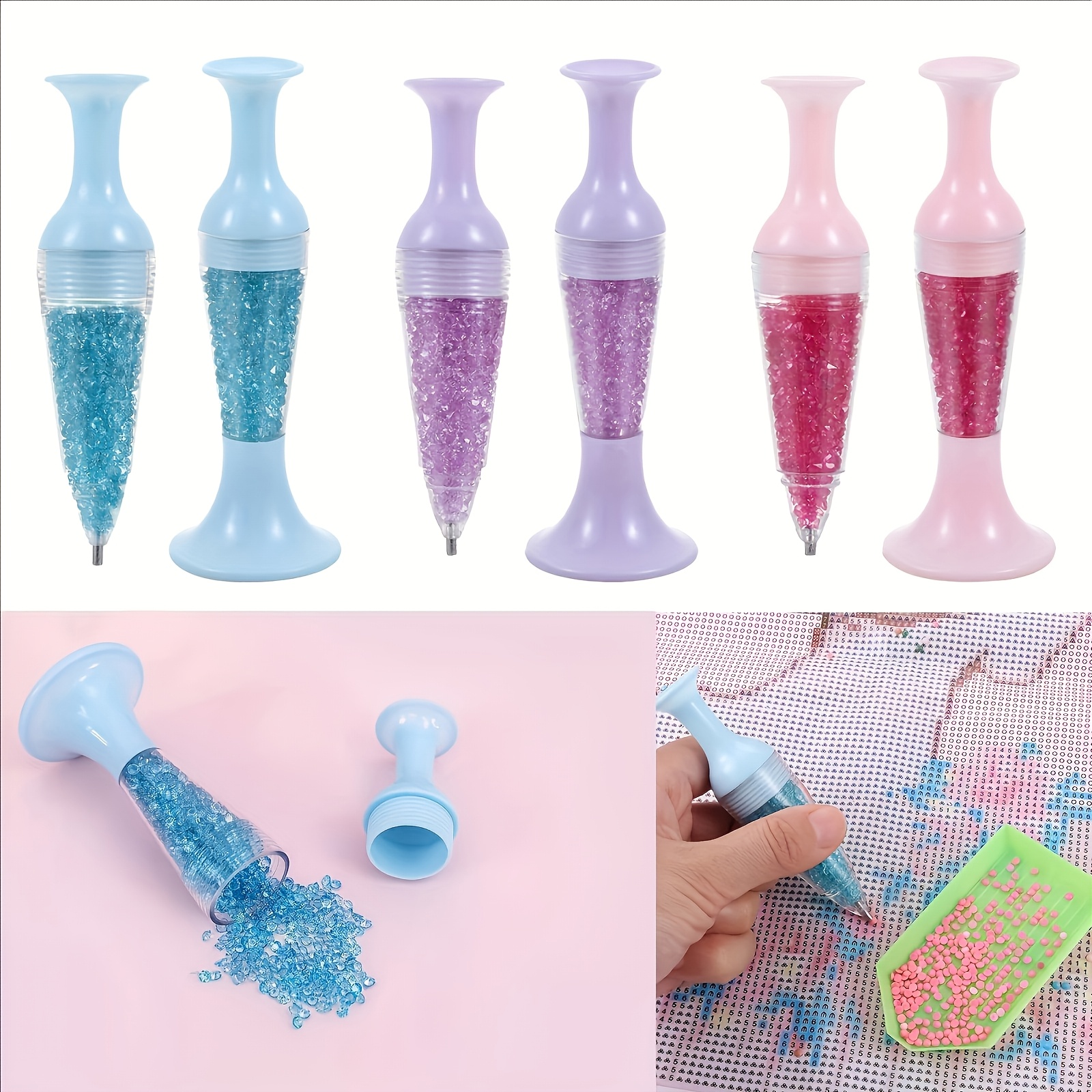 juego de 10 piezas de bolígrafos para pintura de diamantes 5d con bandeja de diamantes, arcilla y bolígrafos de diamantes multicolores — kit de herramientas todo en   para manualidades diy,   de uñas, pegatinas de diamantes para   y bordado.   para aplicación con bolígrafo de