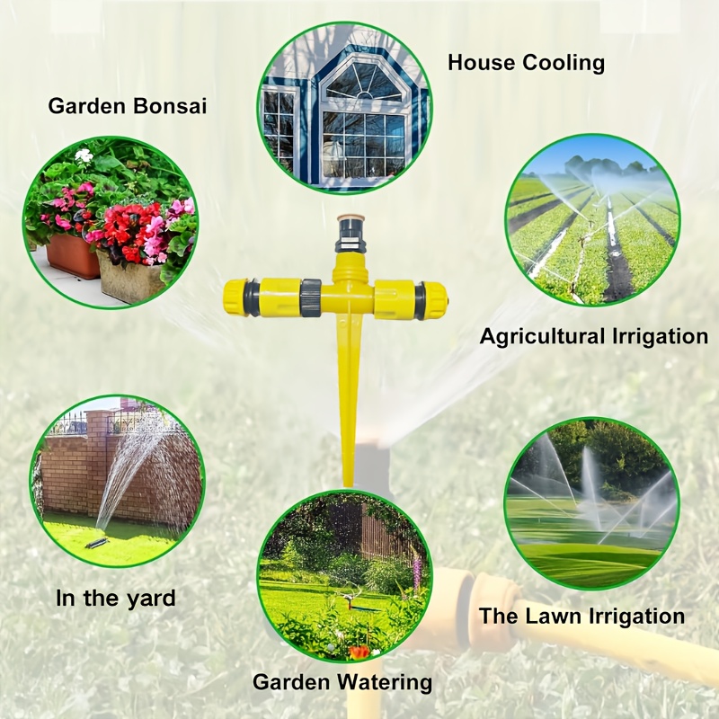 3 sets of 15 plastic quick connect garden irrigation hose accessories 360 lawn rotating sprinkler no electricity required for watering suitable for flowers lawns agricultural production vegetable and fruit gardens garden plants including multiple pipe connectors adjustable nozzle opening Product details 3