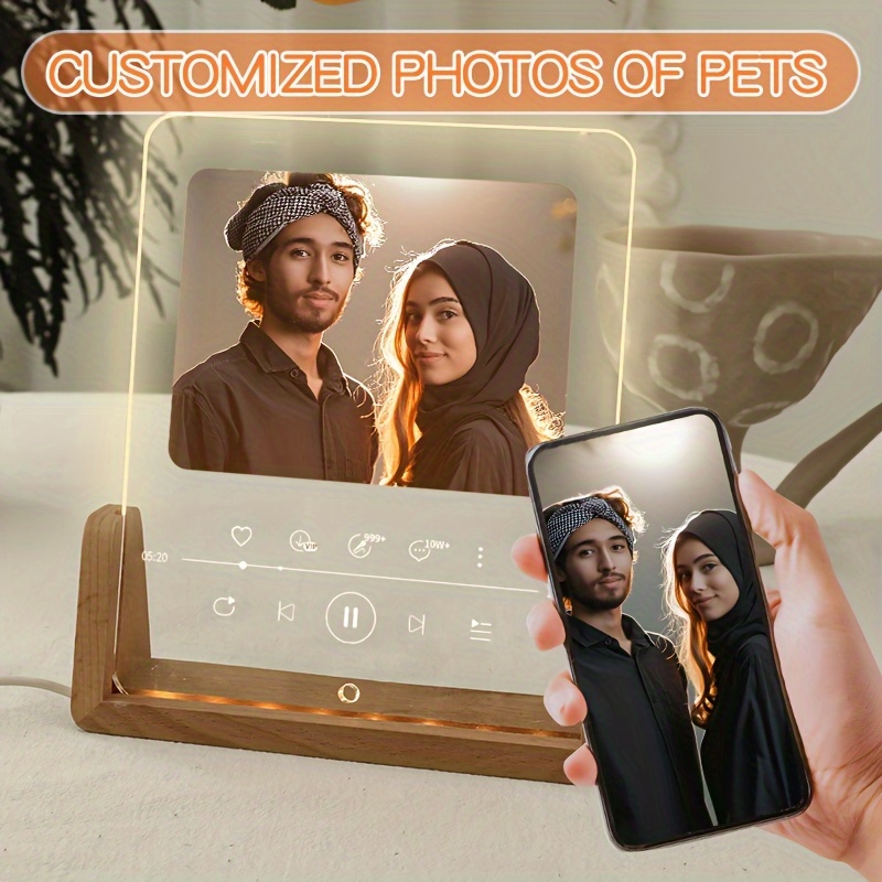 custom photo illuminated acrylic frame with touch control single picture display stand creative   diy personalized gift for birthdays anniversary friends suitable   14 details 0