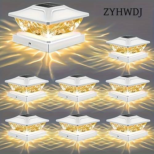8 6 4 2 1pc solar powered post cap lights outdoor fence and deck lighting with 2 warm options for garden decor