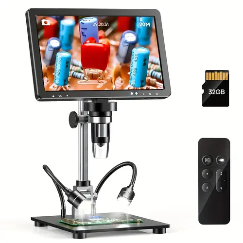 digital soldering microscope 10 1 coin microscope with 10 leds hdtv microscope with 12 lights adults ips video microscope 32gb tf card