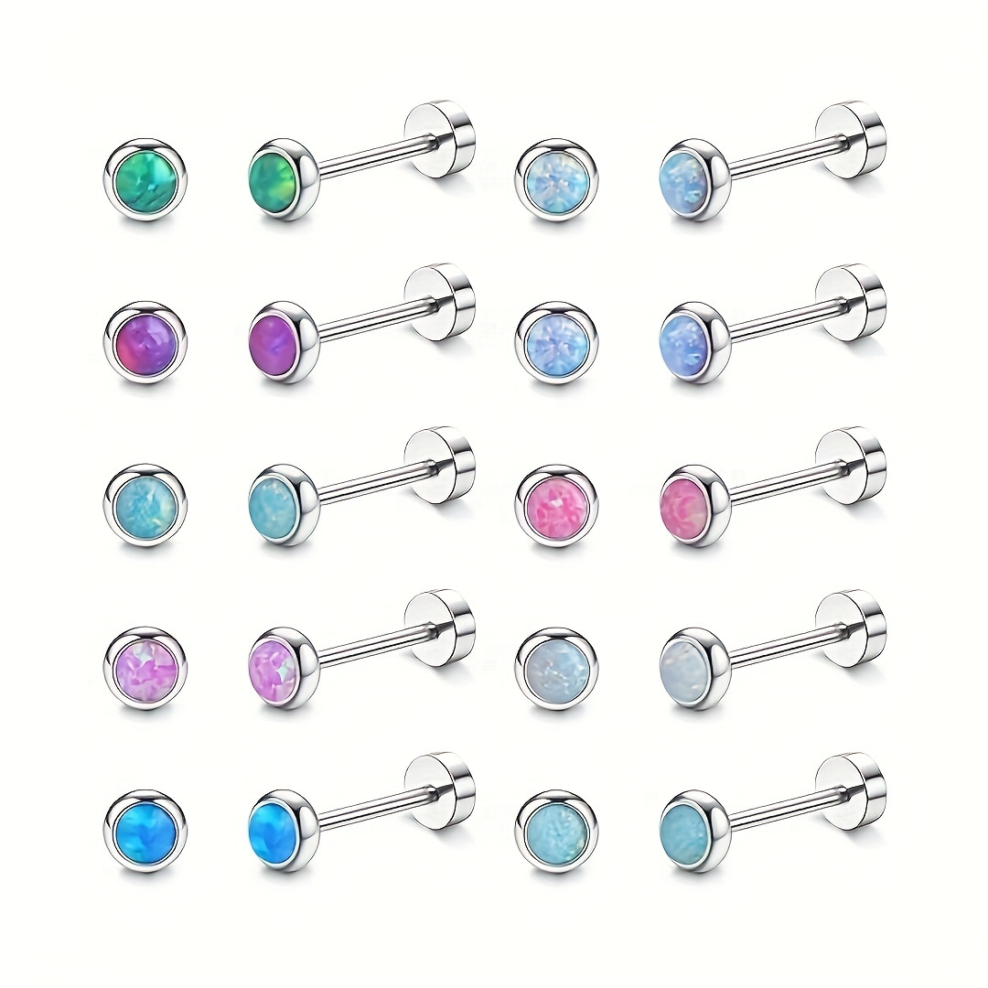 

10 Of 316 Surgical Steel Flat Back For Sensitive Ears Hypoallergenic 20g Cartilage Piercing Jewelry