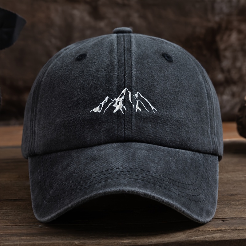 Men's Embroidered Mountain Baseball Cap - Stylish And Versatile Outdoor Hat, Trendy Duckbill Design