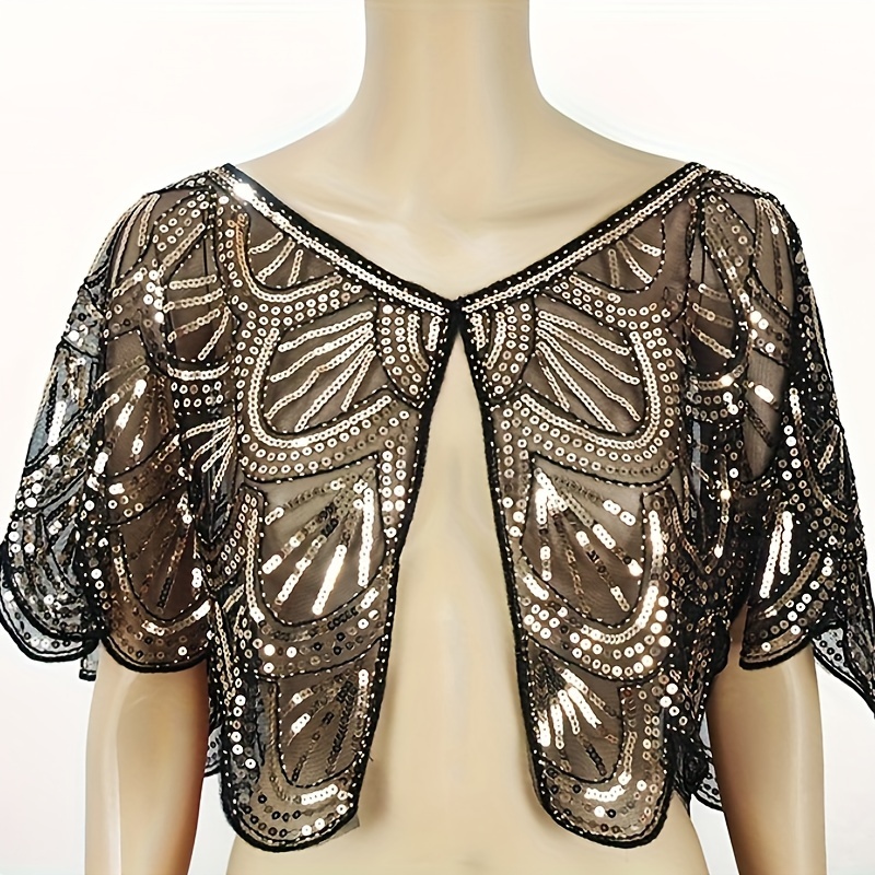 1920s Sequin Flapper Shawl Vintage Thin Breathable Shiny - Temu