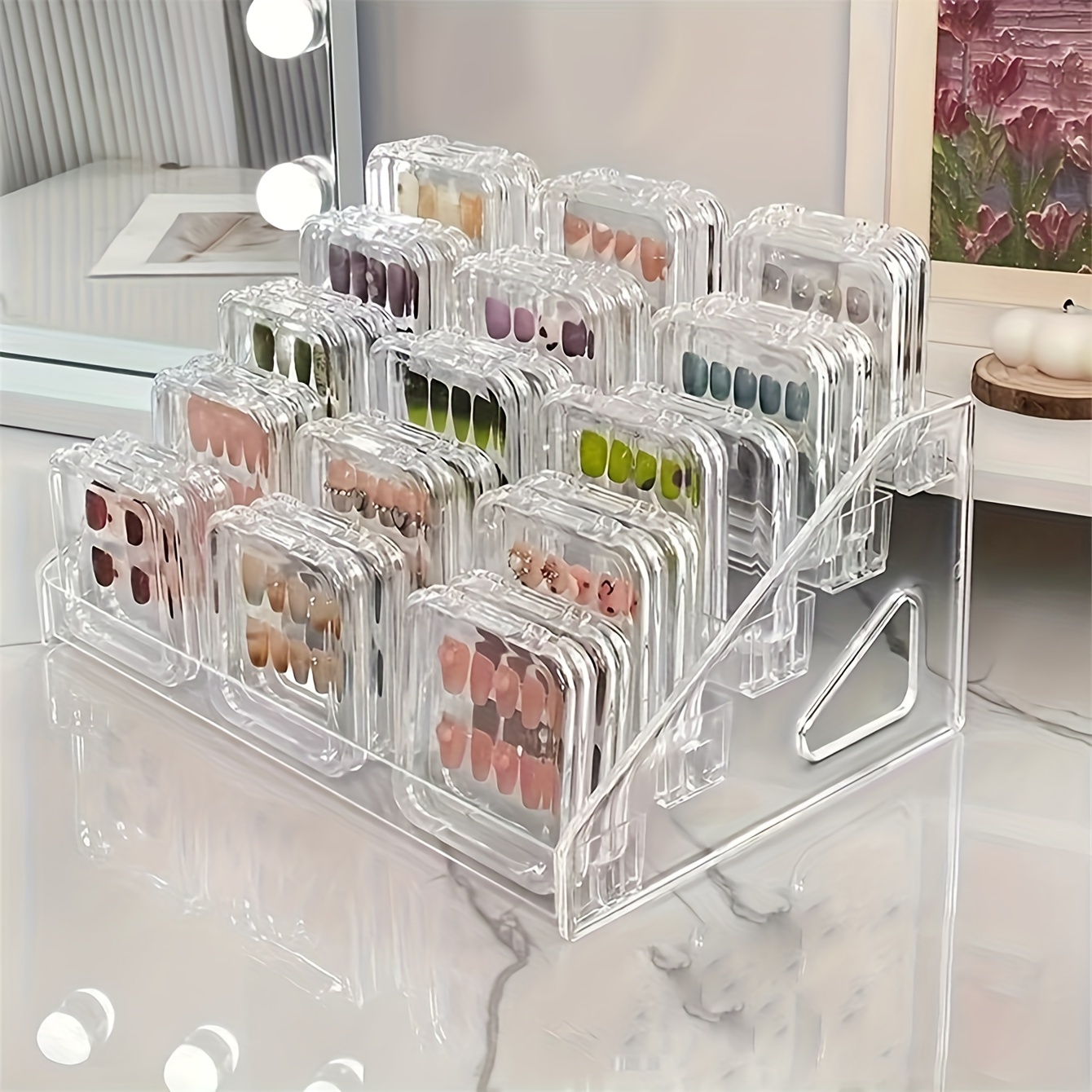 

1pc Acrylic Nail Polish Display Stand, Nail Art Storage Tools, Transparent Nail Polish Display Stand, Eye Shadow Palette, Lipstick Cosmetics Storage Box