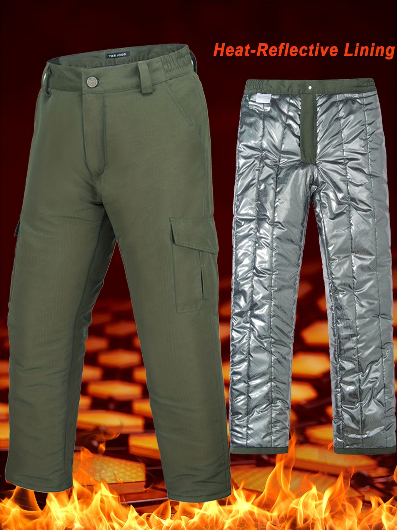 mens   winter pants thermal reflective thickened work pants with multi pockets durable outdoor hiking hunting rip resistant scratchproof trousers