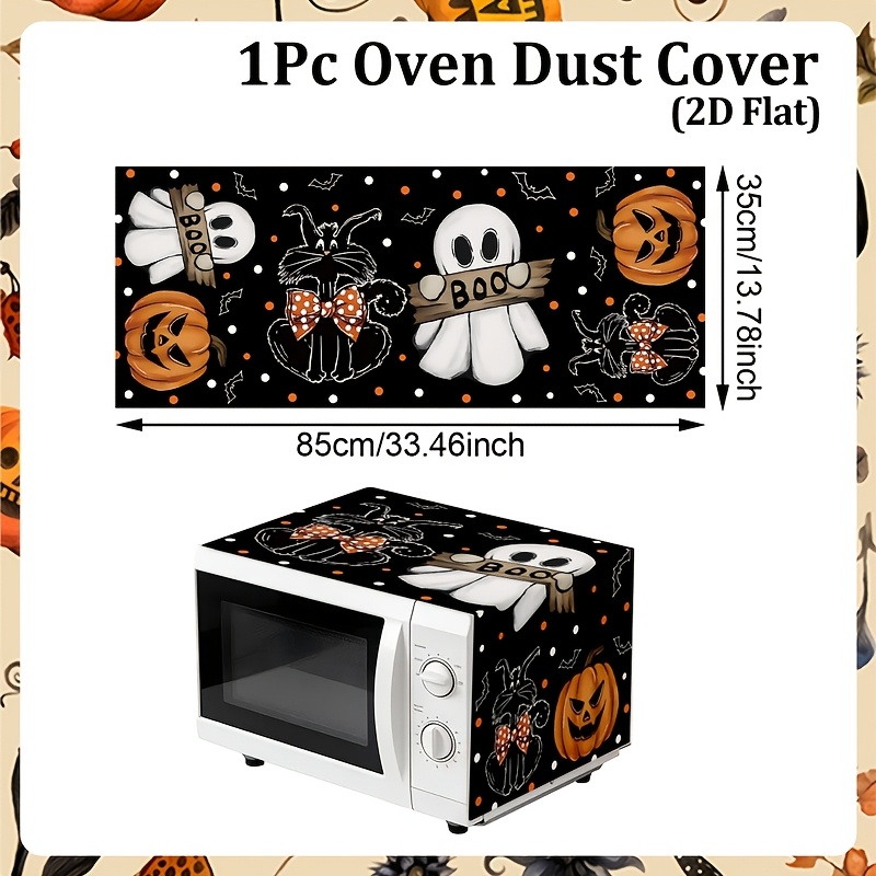 TEMU 2D Plat, 1pc, Accessoires pour four à micro-ondes, Housse anti-poussière pour four à micro-ondes Halloween, et Boo, Protection anti-poussière,