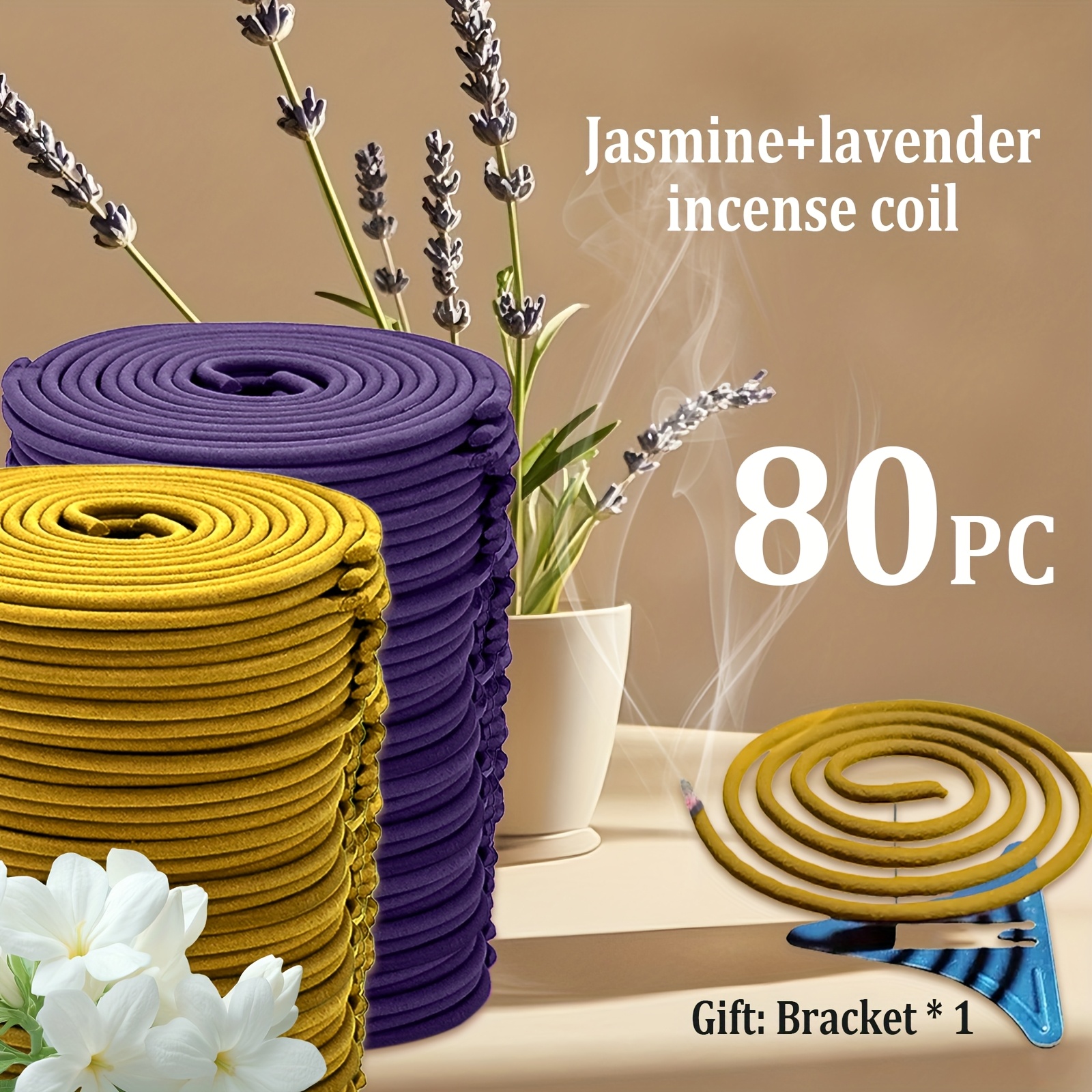 TEMU 80pcs Combination Set Featuring Spiral Incense With And Patchouli. For 3-, Offering A Light And Refreshing Scent, Ideal For Home, Workplace, Office, Yoga, And More