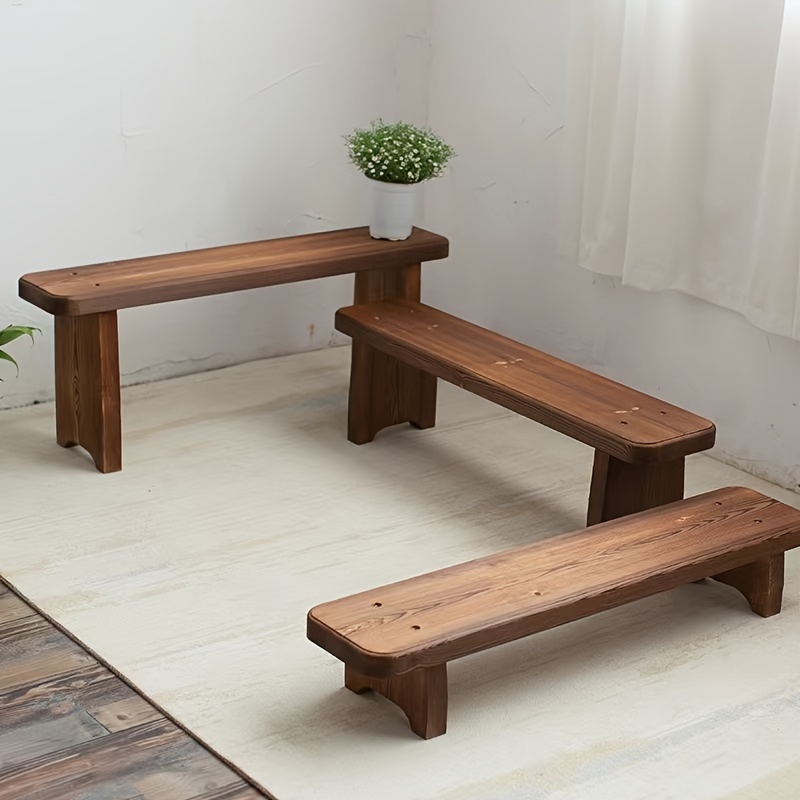 solid wood bench anti   carbonized balcony succulent garden long storage shelf bench shoe changing bench entryway seating  
