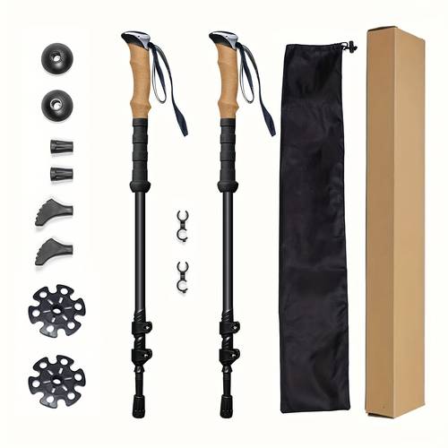 2pcs set 7075 aluminum alloy trekking poles with comfortable handles ideal for hiking camping and trekking durable and sturdy adjustable telescopic poles perfect as a holiday gift