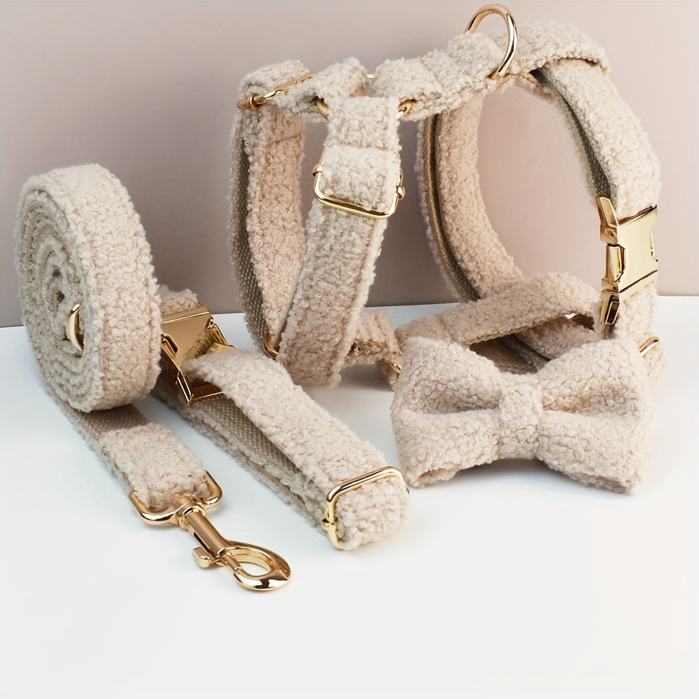 TEMU Set Of 4 Custom Adjustable Dog Collars And Leashes, Featuring A Soft And Comfy Design. Collars Engraved And Are Perfect For Pet Weddings,