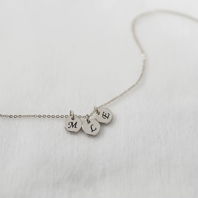 TEMU Multiple Initials Tag Necklace, Personalized Letter Family Necklace Custom Initial Pendant Coin Necklace For Mom Grandma Family Gift