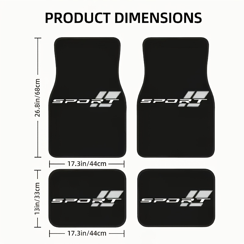 E-shop Dieses Set aus vier Universal-Fahrzeug-Fußmatten mit "Sports"-Design ist aus strapazierfähigem Polyester gefertigt. Es ist für die - und