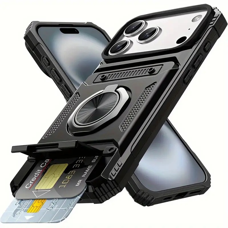 Image of Phone Case: Suitable For Iphone 17 16 15 14 13 12 11 Pro 7 8 , It In A Shock Resistant Heavy Duty Hard Case With Metal Holder And Hidden Slot