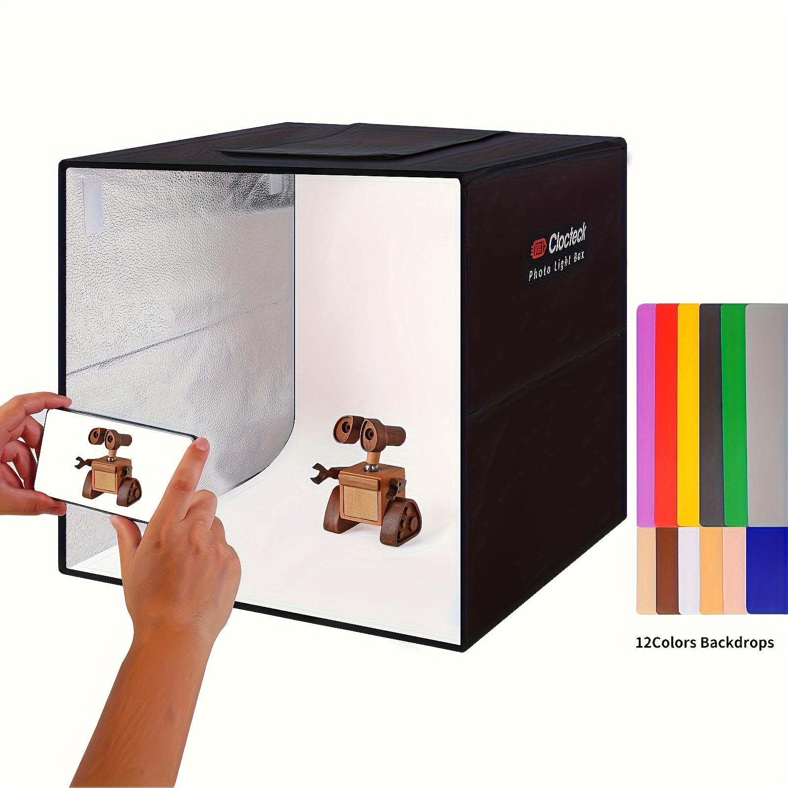 

Foldable 160 Pcs Light Box, 16 Inches, 3 Color Temperature Adjustable, Portable Photo Tent Kit, Photo Box, Cri>90, 6 Photos, Photo Studio Kit