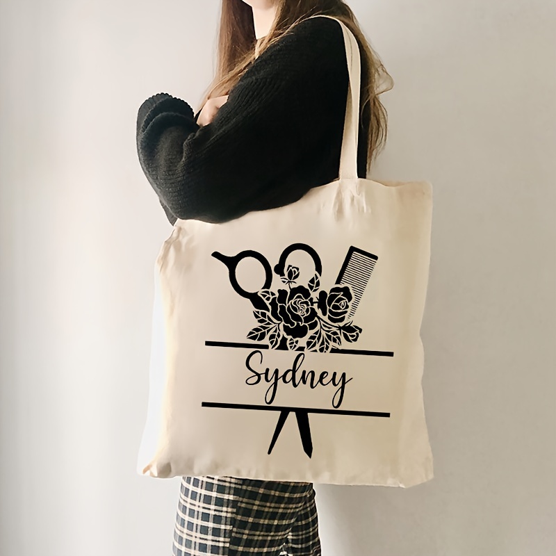 

Personalized Polyester Tote Bag With Hair Stylist Pattern - Custom Name, Leak Proof Reusable Grocery Shopping Bag For Daily Commute, Travel - Ideal For Beauty School Graduation & Holiday Gifts