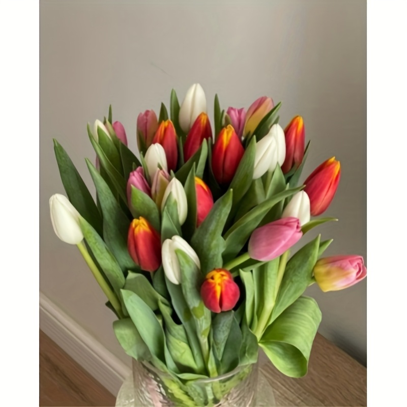 Colors Of Tulips Frameless Painting Kit, 5d Mosaic Round Art Painting, Painting Art Craft Wall Decoration