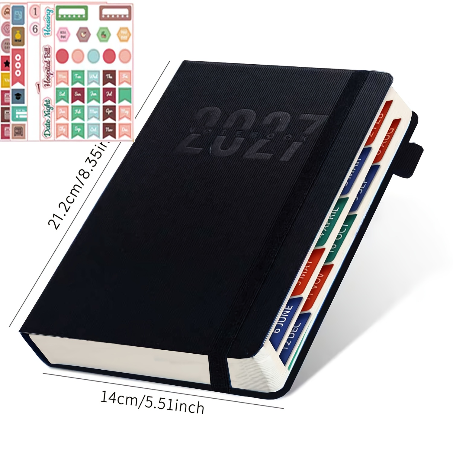 TEMU 8 Colors Available, A5 Hardcover Planner With 5 Included Stickers, 2027 New Calendar Journal, Planner, Time Management Notebook, -boosting