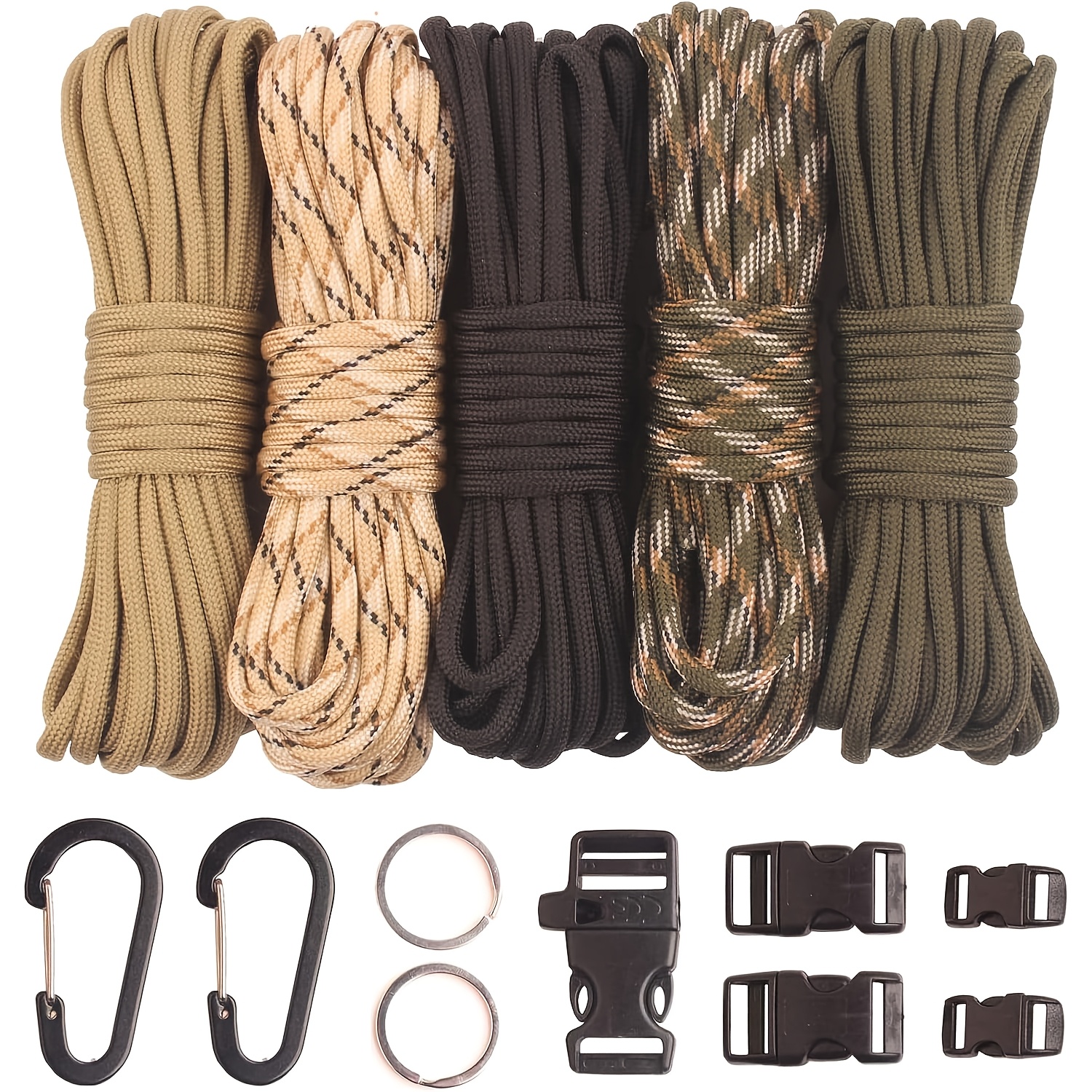 TEMU Ensemble de Paracorde 5 Couleurs, Corde en Nylon 7 de 4 mm à Haute Résistance, Convient pour Bracelets, , Porte-clés à Soi- | Équipement pour le