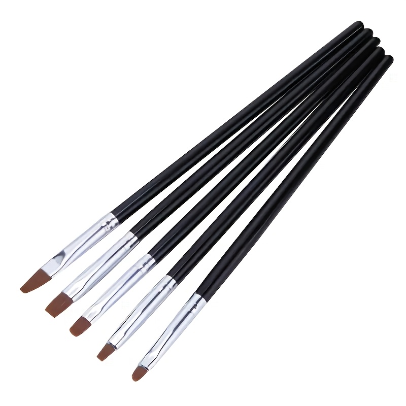 5pcs For Nail Art Acrylic Gel Brush Set Salon Pen Flat Brush Kit Manicure Tools For Nail Art