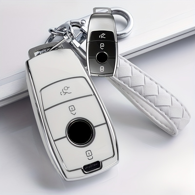 Silver- Tpu Woven Key Fob Case For Benz Glc E400 E63 W213 S550 S560 C260 Keychain Key Pouch