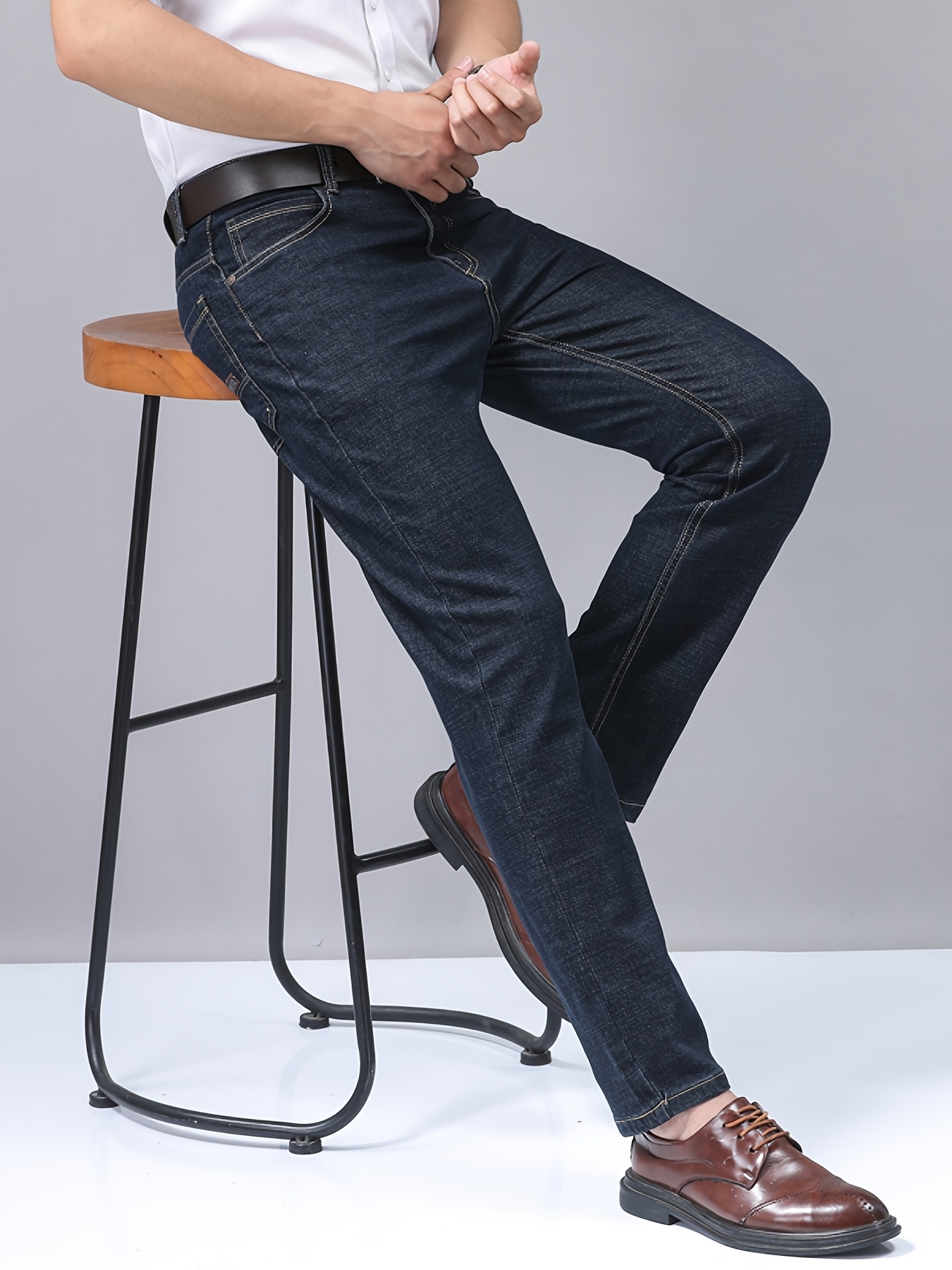Plus-Size Men'S Comfortable High-Quality Denim Trousers, Suitable for Business, Featuring Stretch, Durability, And Sweat Absorption, Plus Size, Sweat-Resistant