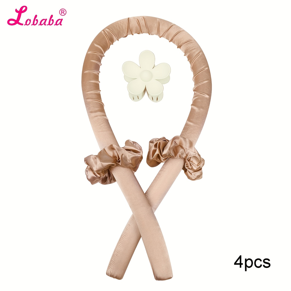 TEMU Lobaba 4pcss Set Of No-heat Curling Wands, Foam Sponge Curlers, Sleep Hair Styling, Large Hair Ties, 4pcss Set