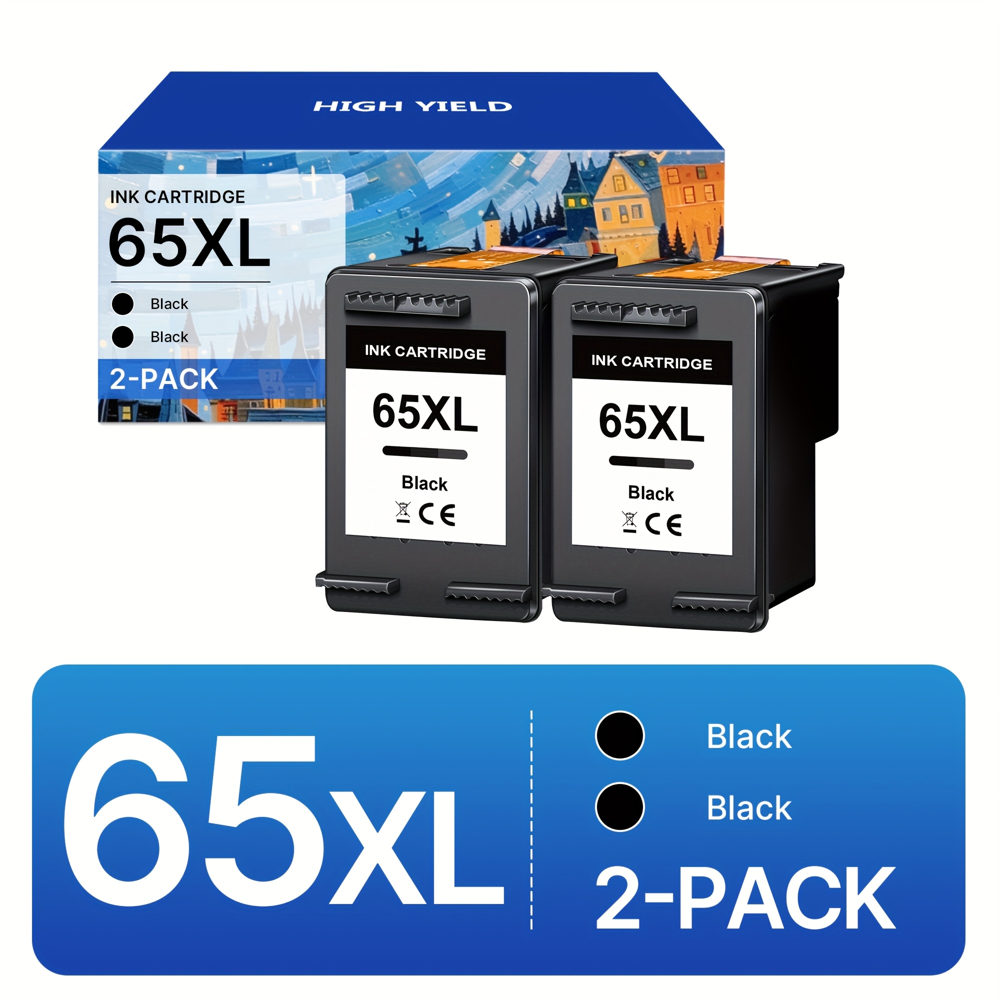 TEMU 65XL Cartouches D'encre de Remplacement Pour HP 65 Cartouches D'encre Remanufacturées Pour Imprimante 3755 3772 2622 2652 2655 3752 5055 5052 (2