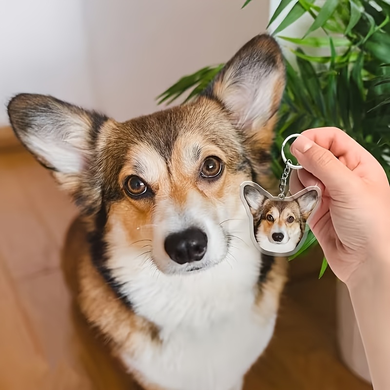 TEMU カスタム写真アクリルキーホルダー - 写真入りペットキーリング、かわいい漫画の動物デザイン、高耐久鉄製チェーン、女性・誕生日・クリスマス・ハロウィン・ペット愛好家への最適なギフト、キーホルダーアクセサリー、楽しいアクセサリー