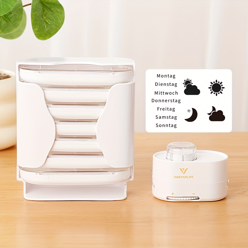 Image of [german Version] Vanyarlife - Weekly Pill Organizer And Cutter Set - Portable 7-day Pill Box, Suitable For Morning/afternoon/night, Pill Cutter Effort In Portioning, Precise