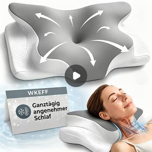 artikel foto nekkussen, cervicaal nekkussen, vlinderkussen, verkoelend cervicaal kussen, geheugenschuimkussen, kussen, kussen voor zij- en rugslapers, ergonomisch nekkussen om te slapen, ontspanningskussen met langzame terugvering voor rug- & zijslapers, bedkussen met machinewasbare afneembare kussensloop