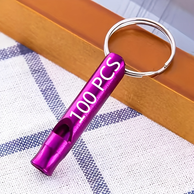TEMU 100pcs Custom Engraved Aluminum Alloy Survival Whistles With Keychains – Personalized Name, Phone Number, Team & Company Logos – Colorful,