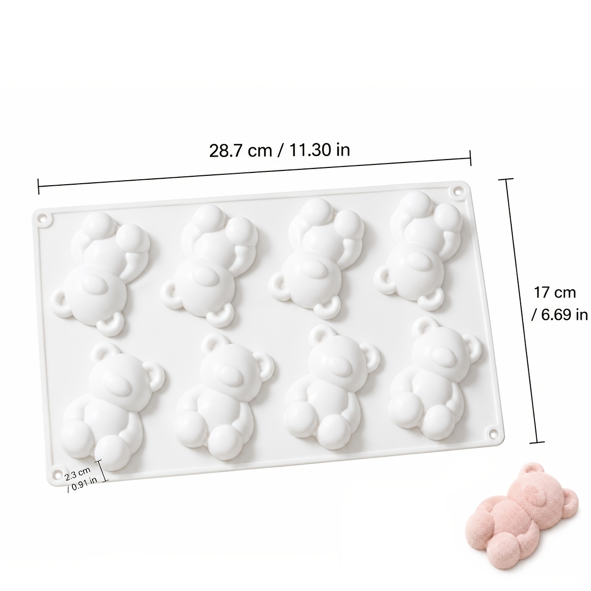 TEMU 1pc Bear Mousse Cake Silicone Mold, Bear Shape, Used For Mousse/cake/pudding/jelly, Easy Demolding, Multifunctional Baking Mold. Suitable For