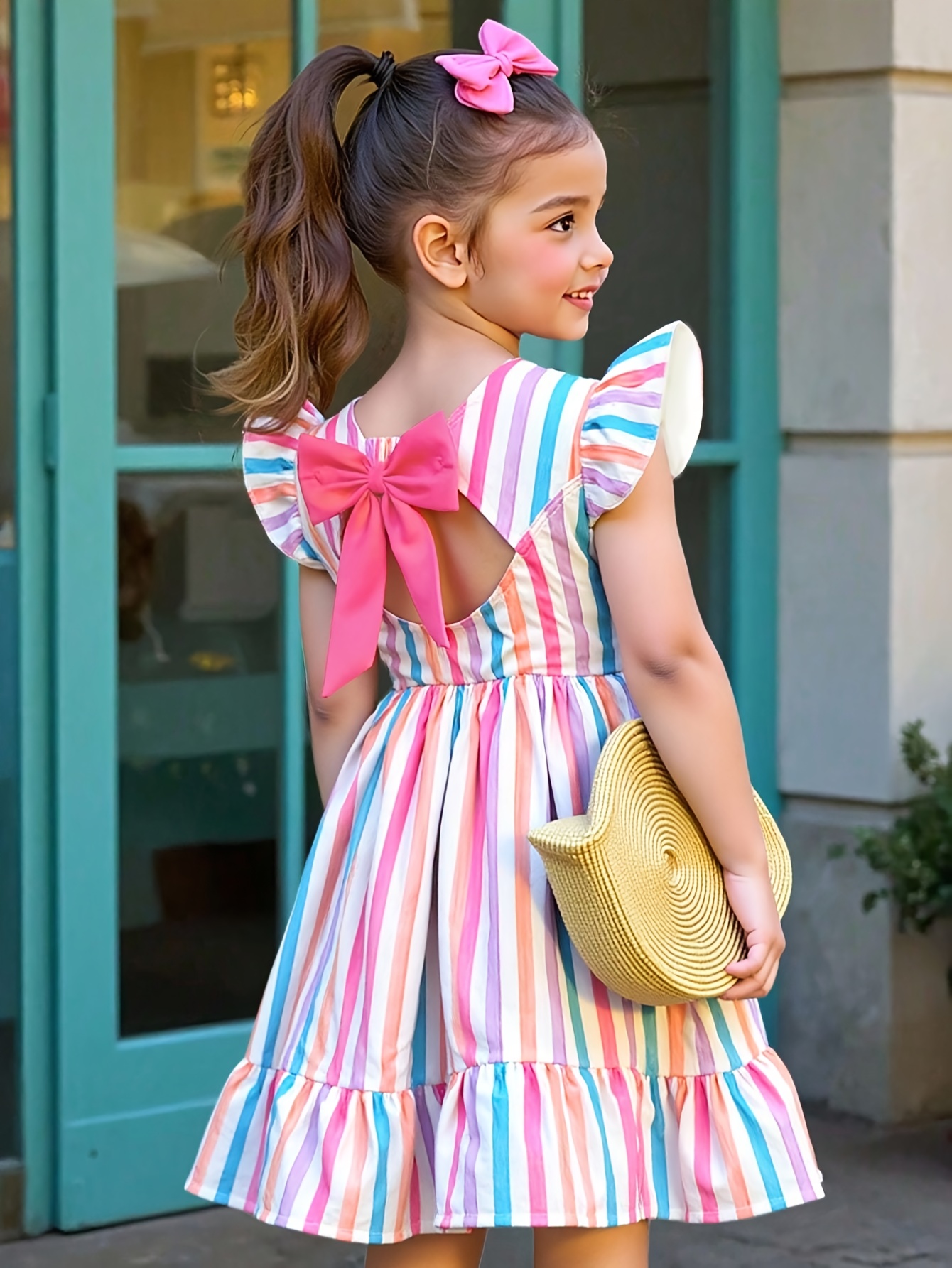 white christmas dresses Rainbow Maxi Dress with Criss Cross Back main image 0