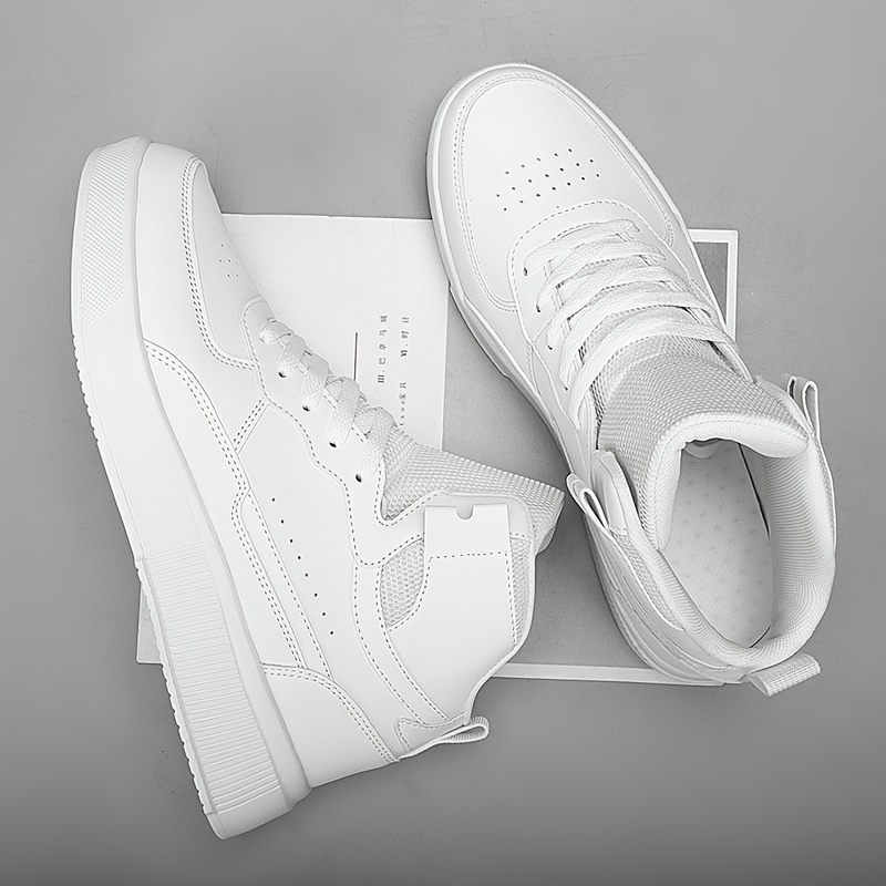 Men'S High-Top Casual Sneakers, Thick Sole Comfortable Lace-Up Shoes, All-Season Fabric Sneakers with EVA Insole, Round Toe Design, and Tread for Outdoor Activities