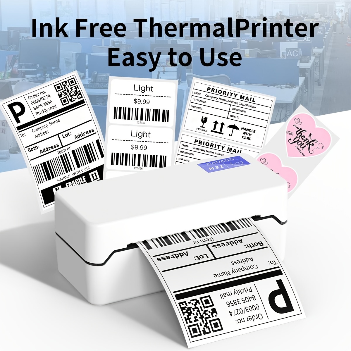 N31 Wireless Wireless Thermal Shipping Label Printer, High Speed Portable Barcode Maker & Sticker Printer For Small Business for home Mailing Address, The Rmal Printer, Thermal