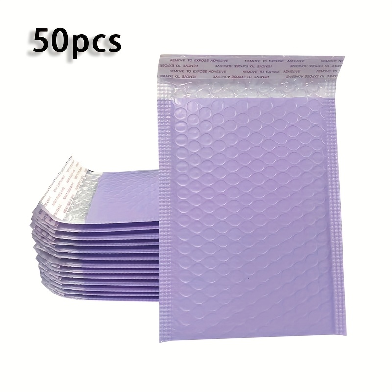 TEMU Lot de 50 enveloppes à bulles violettes, 11,00 x 17,00 cm, enveloppes à bulles rembourrées en polyéthylène, emballage pour petites entreprises,