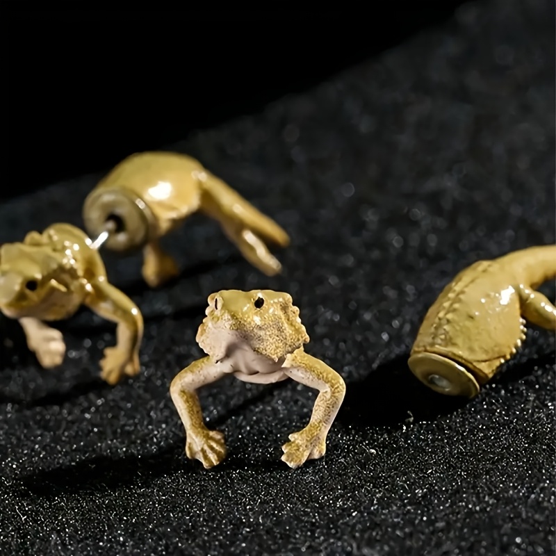 TEMU Lizard Earrings - Animal Jewelry For Women, Featuring A Lifelike Design With Intricate Scales And A Tongue, Ideal For Halloween, Christmas Presents, And Everyday Wear, Jewelry | | Textured End