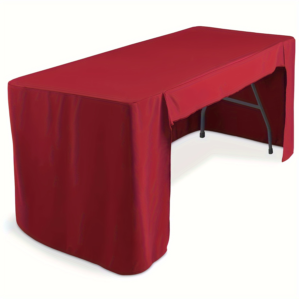 TEMU 6ft Rectangular Tablecloth With Open Back Fit - Washable Polyester, Trade Shows, Craft Displays, Parties, Weddings & Events