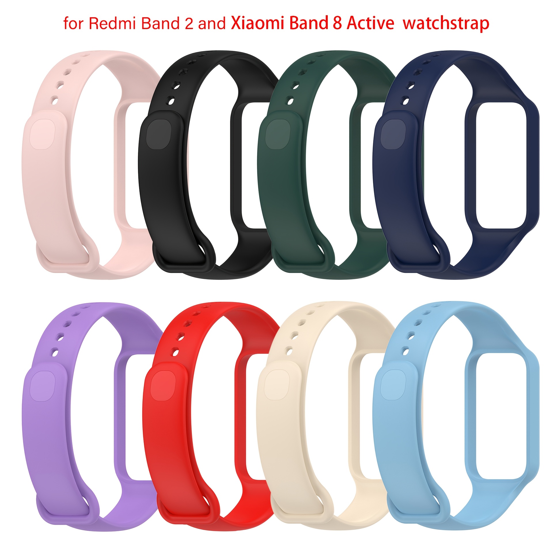 TEMU Juego de 8 correas de reloj de moda para Redmi Band 2, correas de repuesto deportivas de TPU para Xiaomi Band 8 Active, pulseras de fitness,
