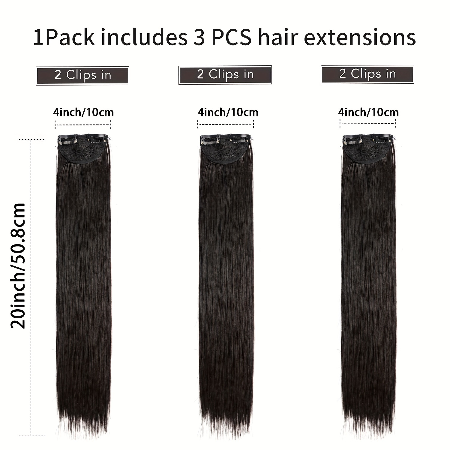 3pcs thick long straight set clip in on hair extensions for women girls details 0
