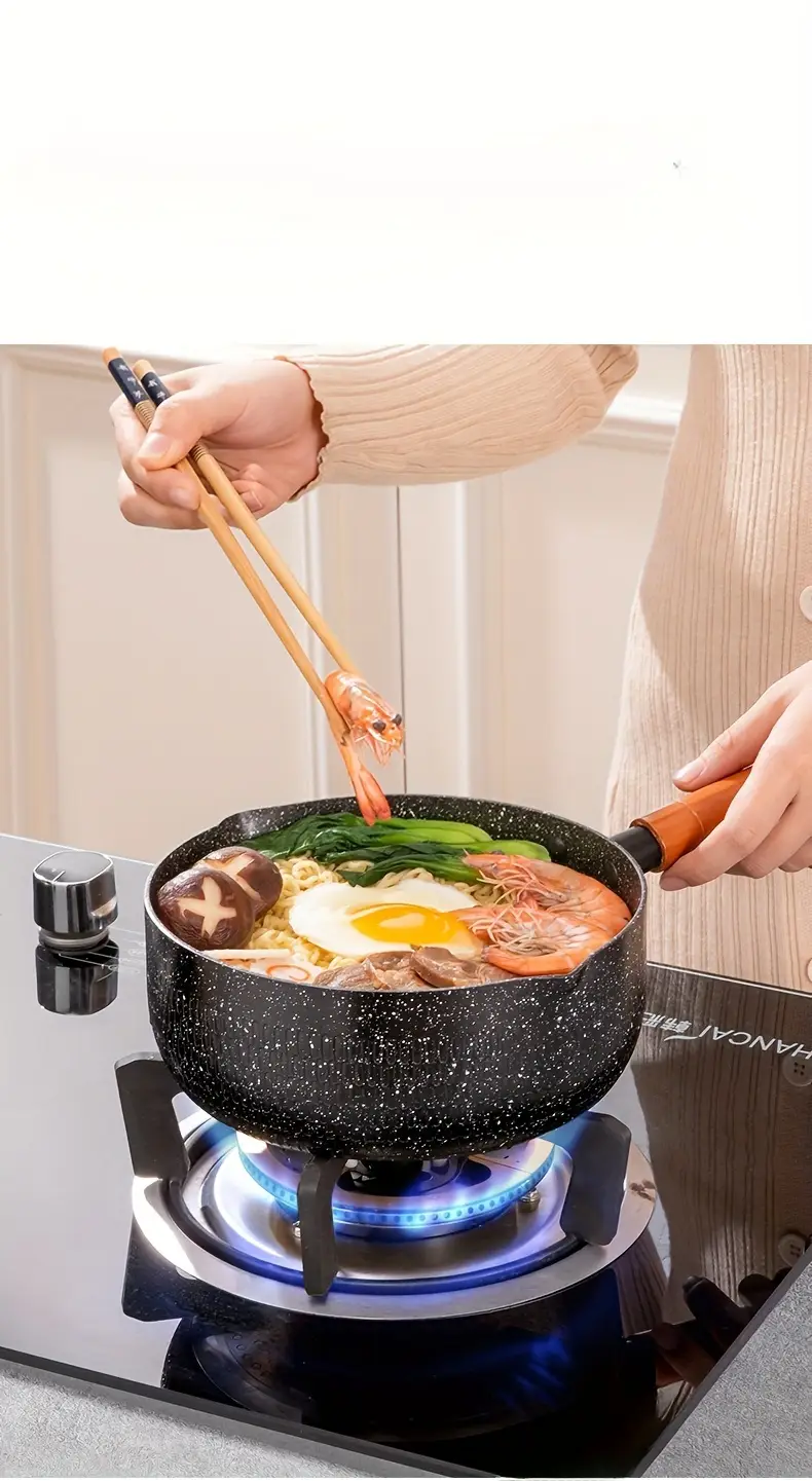 7 8 8 6 deep with non stick coating small cooking pot with double inverted nozzle to handle free ramen daily or stir frying for one person details 0