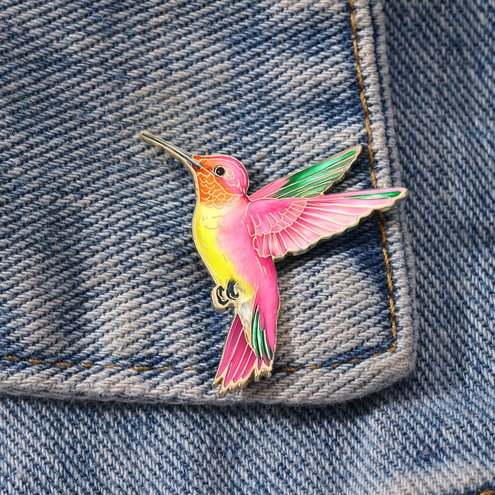 Pink Hummingbird Enamel Brooch Pin | Fashion Decorative Lapel Bag Badges, Alloy Material, Jewelry Gifts