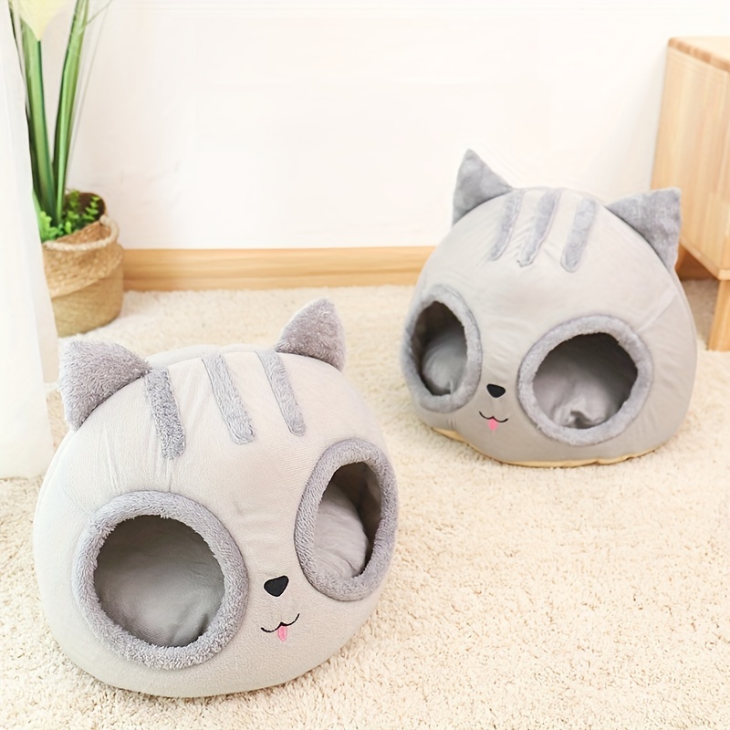 

Modern Style Synthetic Fiber Cat Bed - Cozy Semi-enclosed Pet House For Deep Sleep With Removable Cushion - Creative Shaped Cat & Small Dog Condo - Not Assembled