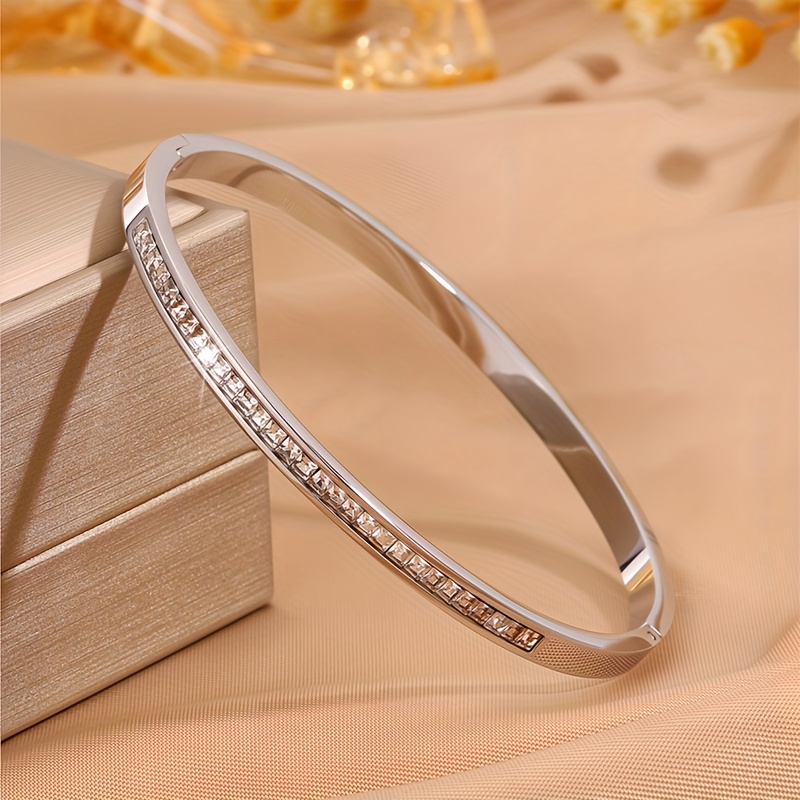 3pcs Fashion Stainless Steel Bangle Set, Stylish