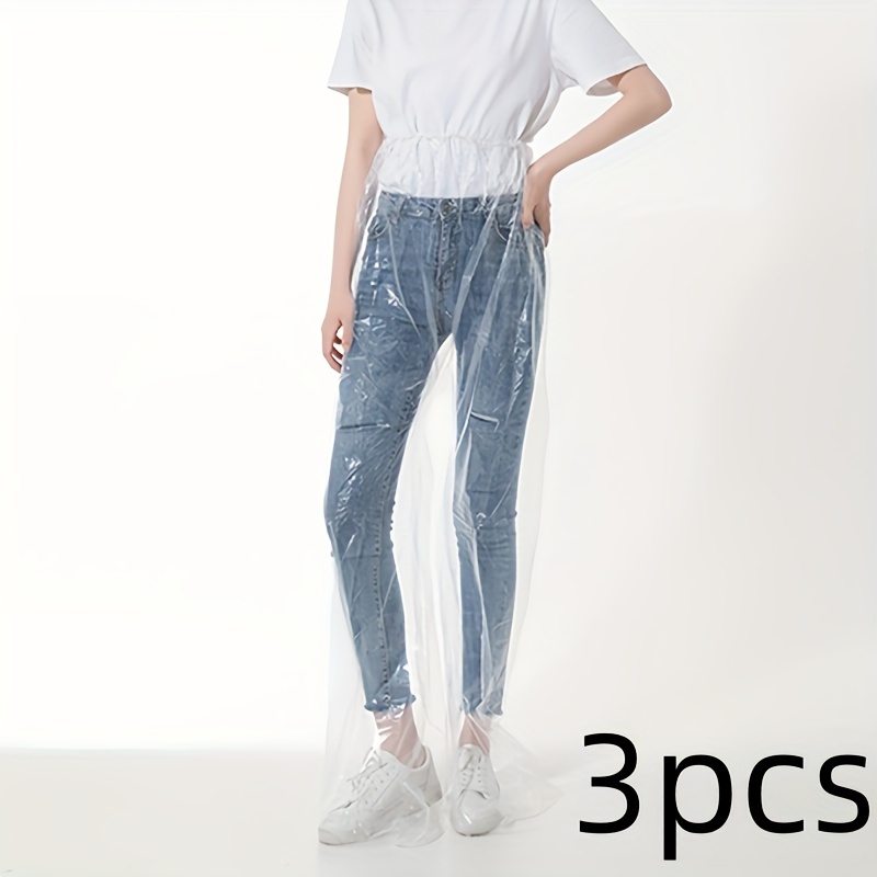 Image of 3pcs, Portable Rain Pants, Wear Rain Pants, And Elastic Belt, Thick Bag Foot Rain Pants, Rafting Travel Rain Pants, Travel, Camping, Accessories