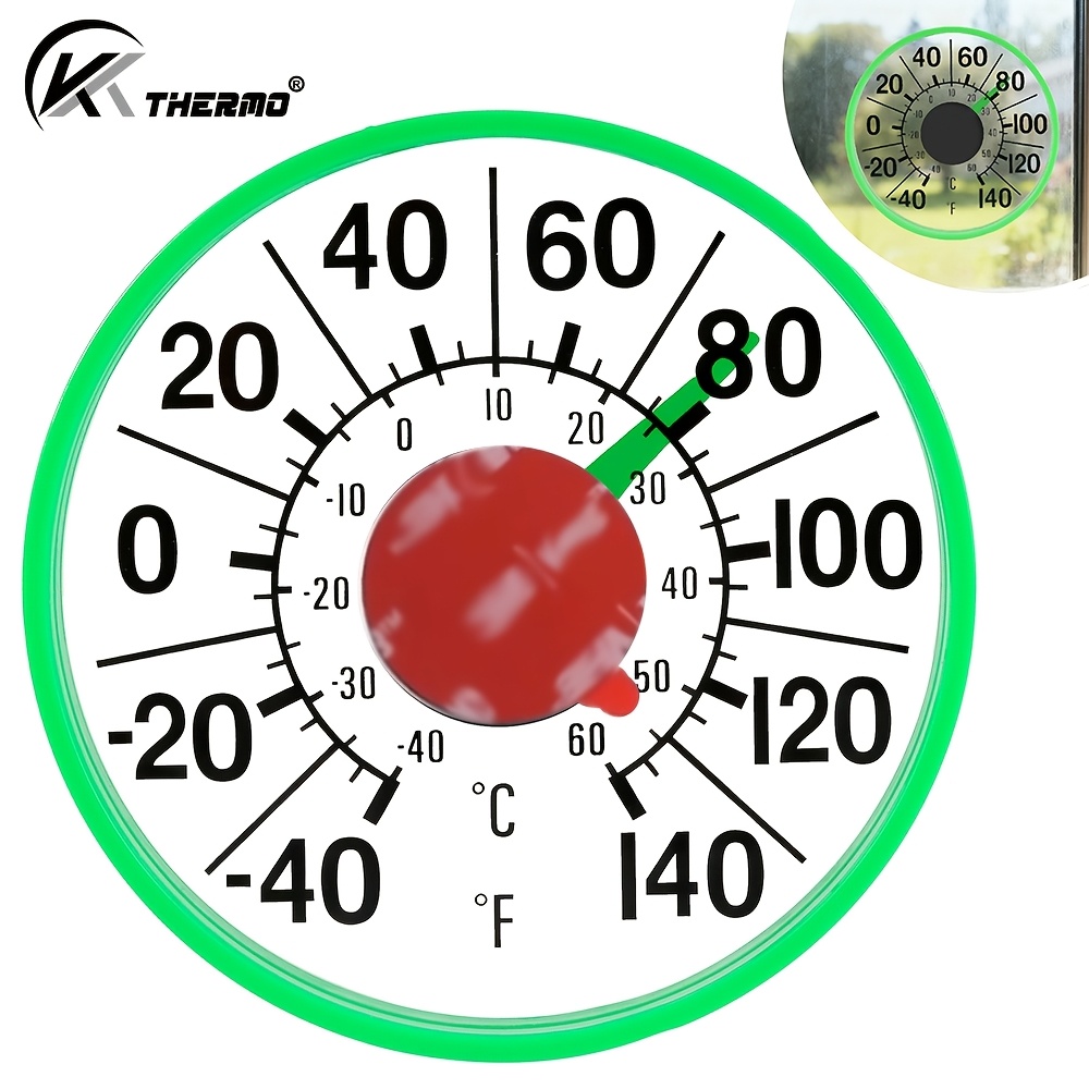TEMU Transparent Acrylic Window Thermometer, 4.3-inch/11-cm Adhesive Outdoor Glass Thermometer With / Display, Round Temperature Gauge For Windows,