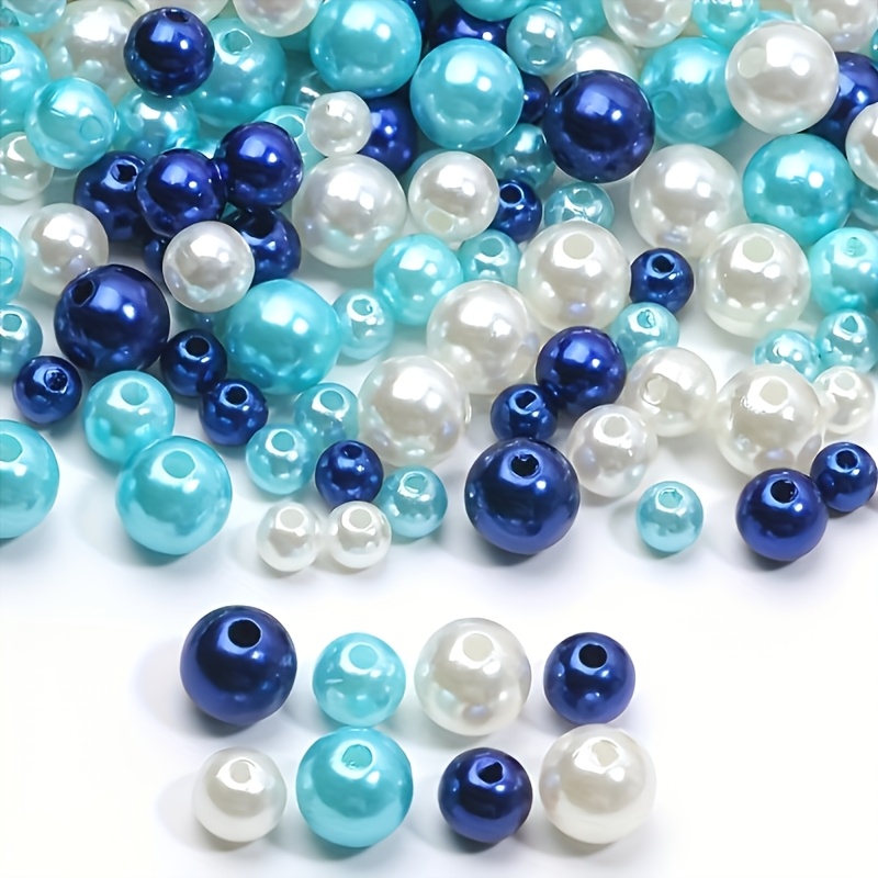 TEMU 550 pz 4-10mm Perline Sciolte Tonde Blu Assortite, Stili , Adatte per Regali, Braccialetti di , Braccialetti 'Amicizia, Riempitivi per Vasi e